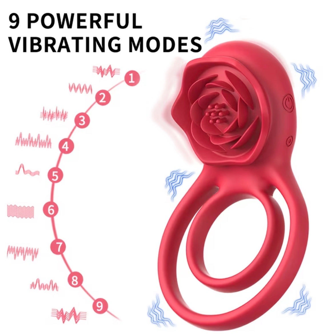 Anillo Vibrador Dual con Estimulador de Rosa