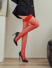 Medias Rojas con encaje